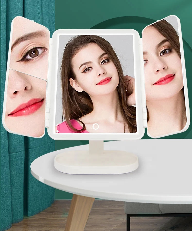 Miroir de maquillage 3 volets éclairage led